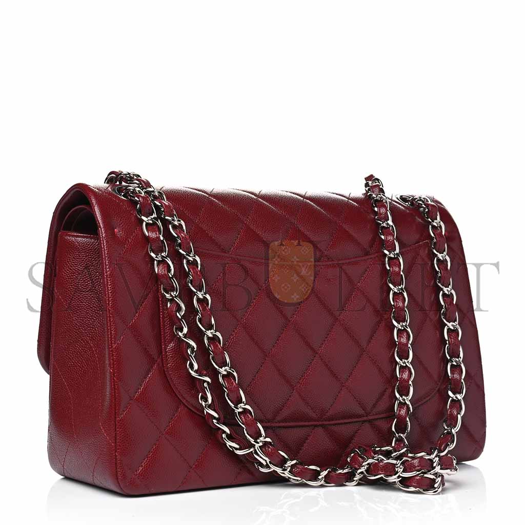 CHANEL MEDIUM CAVIAR QUILTED FLAP BURGUNDY (25.5*15.5*6.5cm) 